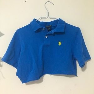 Blue polo crop top